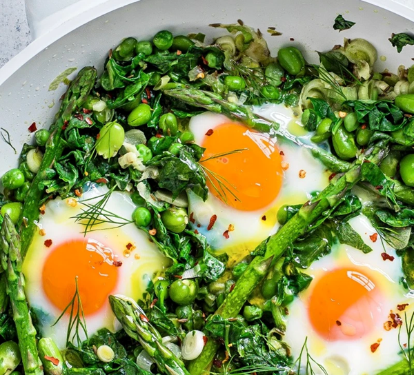 Spring greens shakshuka 