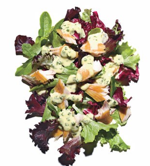 Spring greens with smoked fish and herbed aioli