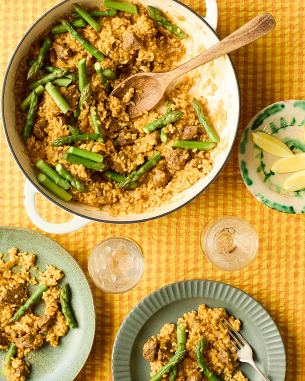 Spring lamb and asparagus rice