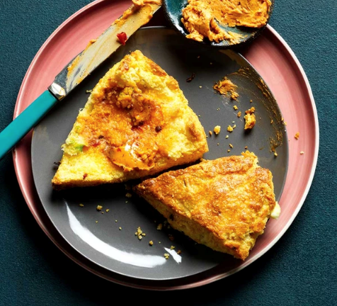 Spring onion & feta cornbread scones with chipotle butter