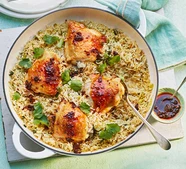 Spring onion & ginger crispy chicken rice pot