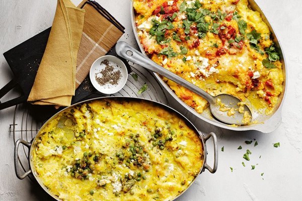 Spring onion and cheese potato cake, two ways