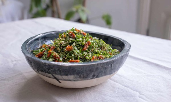 Spring onion top tabbouleh
