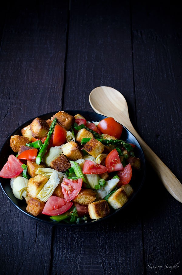 Spring panzanella salad