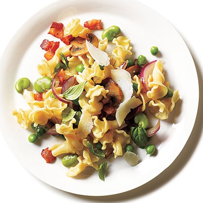 Spring pasta with fava beans and peas