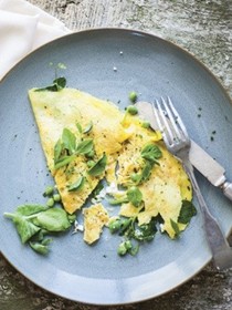 Spring pea and pea shoot omelet