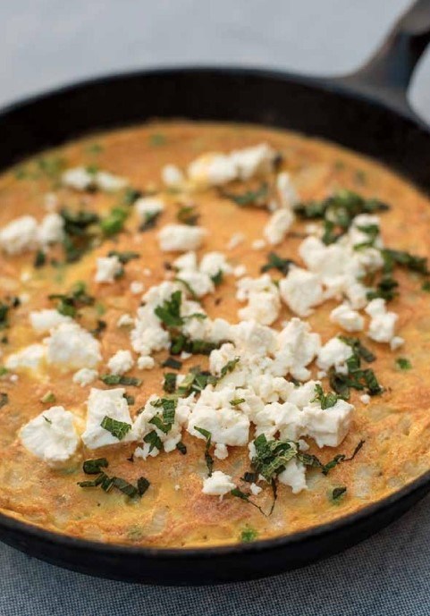 Spring pea, mint and feta frittata 