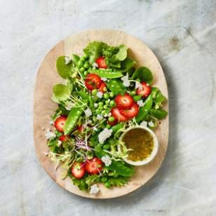 Spring pea salad with strawberries