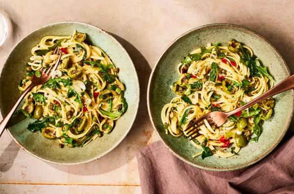 Spring puttanesca pasta