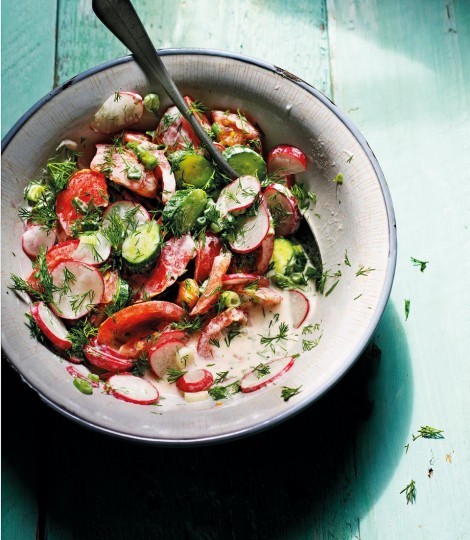 Spring radish and tomato salad