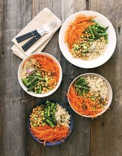 Spring rice bowls with chive oil