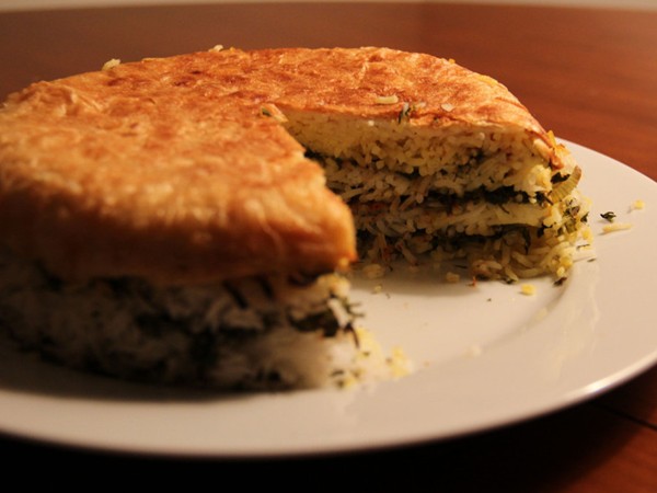 Spring rice with fresh herbs and orange peel