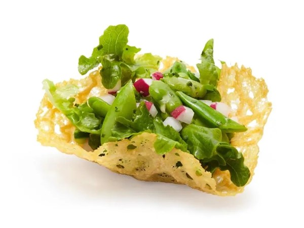 Spring salad in Parmesan cups