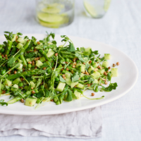 Spring salad of cucumber, lentils and tarragon