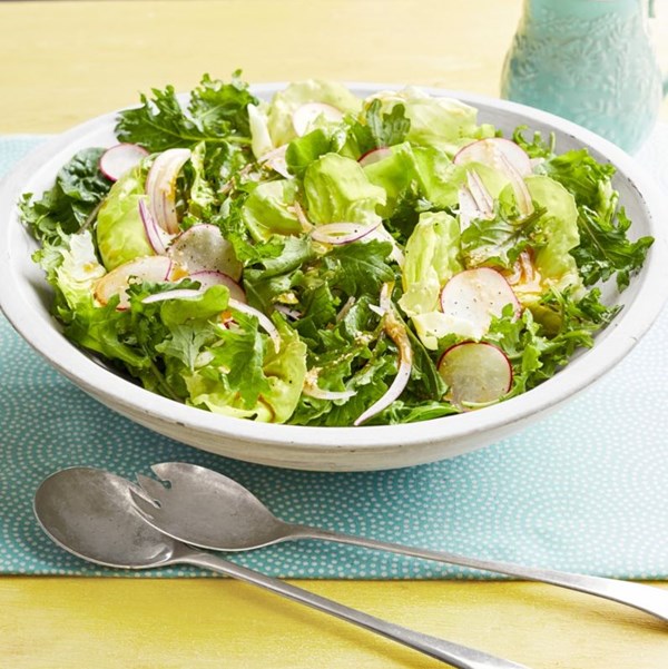 Spring salad with Aunt Trish's dressing