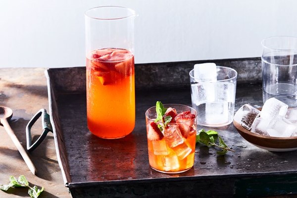 Spring sangria with strawberries and mint