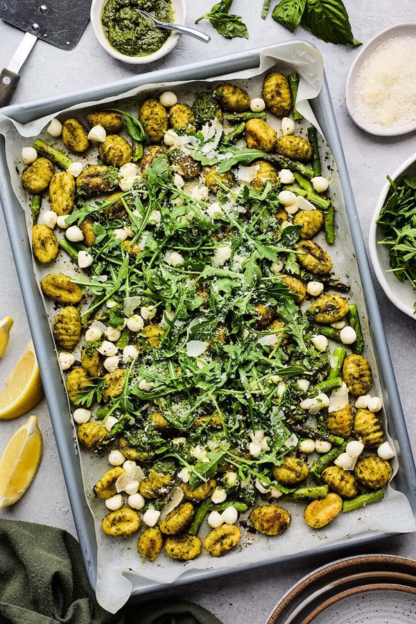 Spring sheet pan gnocchi