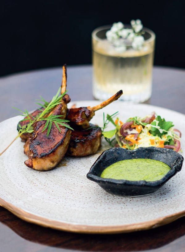Spring Te Mana lamb rack, coriander & lime miso & Japanese salad
