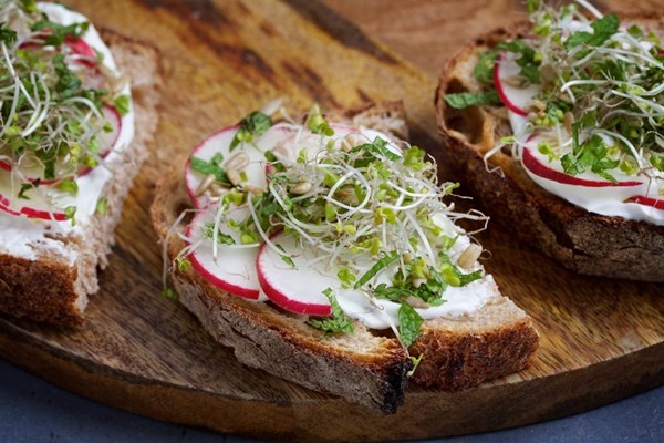 Spring toasts with labneh