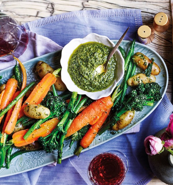 Spring veg with coriander-mint pesto by Kevin Usher, Dumfries House