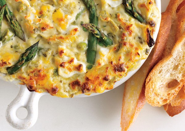 Spring vegetable and goat cheese dip