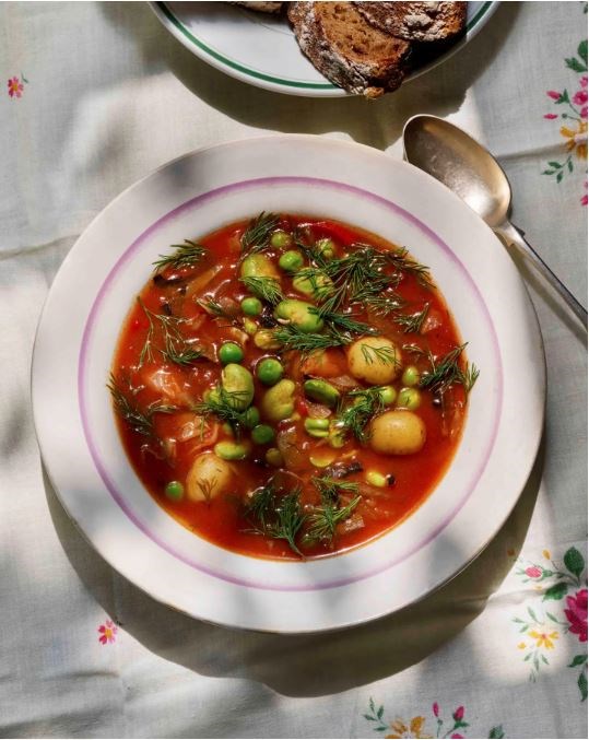 Spring vegetable borshch