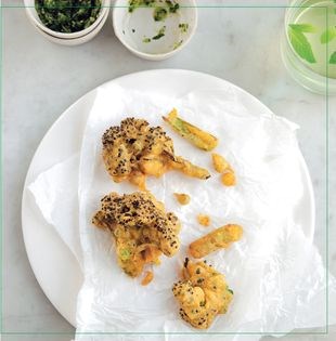 Spring vegetable pakoras