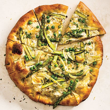 Spring vegetable pizza with gremolata
