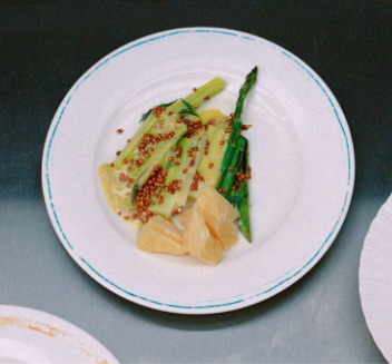 Spring vegetables and toasted buckwheat with vinaigrette