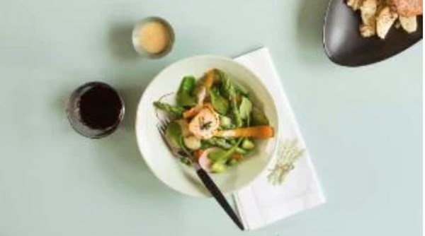 Spring vegetables with Dijon and goat's cheese