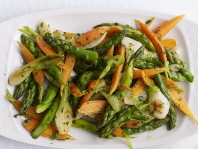 Spring vegetables with warm vinaigrette