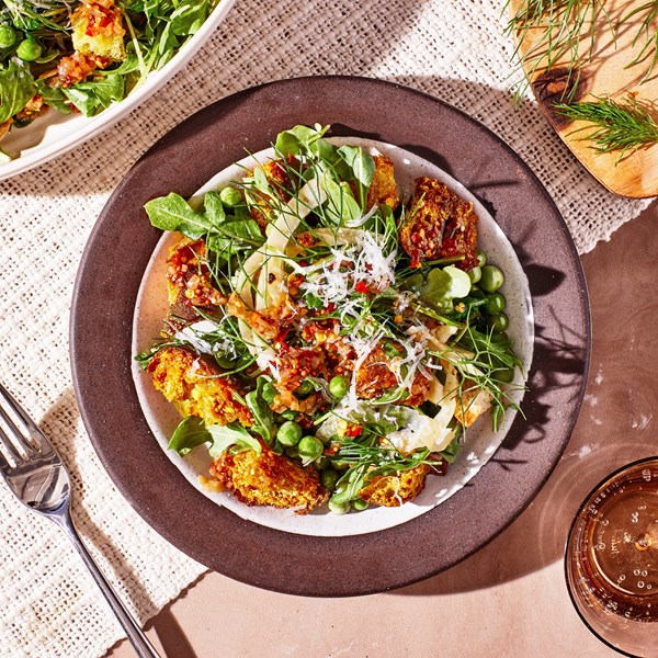 Spring-y panzanella with kombucha vinaigrette [Ismail Samad]