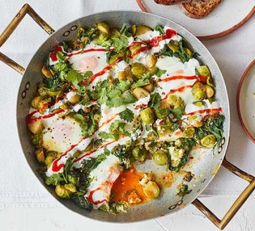 Sprout & spinach baked eggs