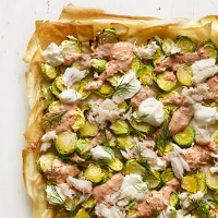 Sprout and crab galette