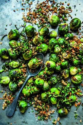 Sprout medley with nutty parsley migas