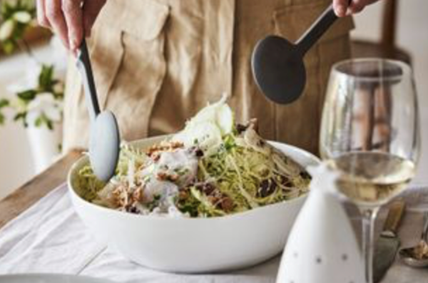 Sprout salad with sherry, candied nuts and Manchego