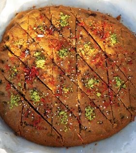 Sprouted wheat flour, date + walnut pie (Komaj-e sen-e Kermani)