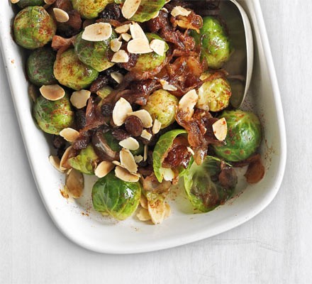 Sprouts with sticky shallots