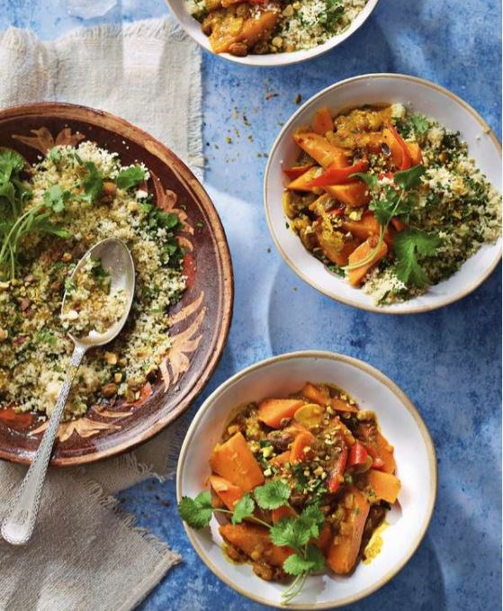 Squash & sweet potato tagine with lemon & pistachio couscous