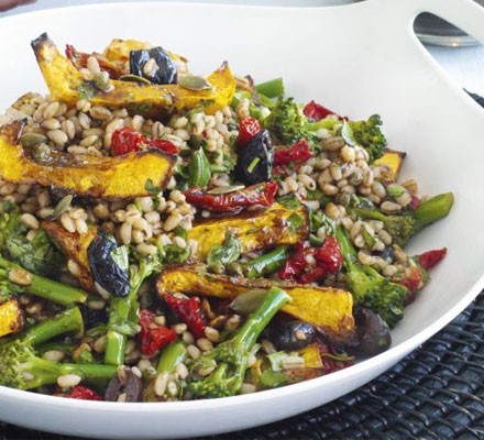 Squash and barley salad with balsamic vinaigrette