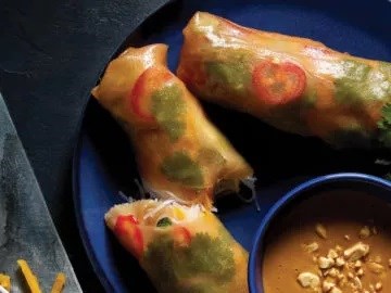 Squash and bean thread noodle spring rolls