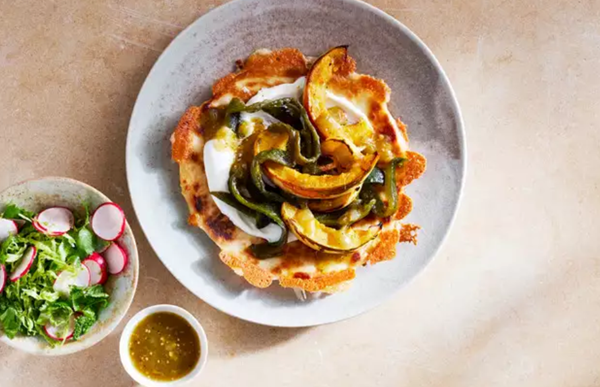 Squash-and-charred poblano quesadillas