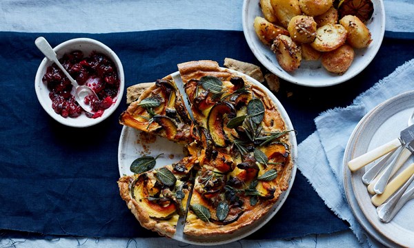 Squash and chestnut tart with walnut pastry