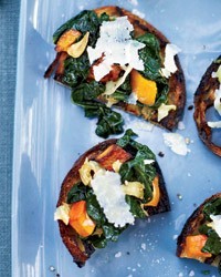 Squash and kale toasts