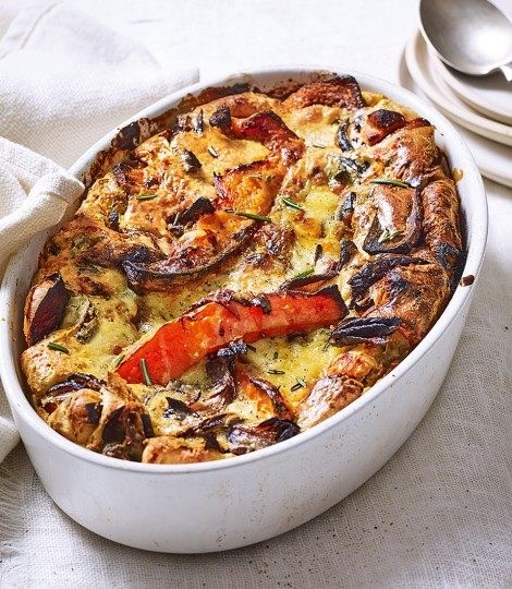 Squash and Stilton veggie toad in the hole