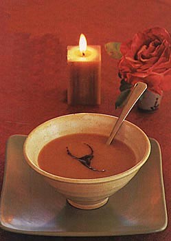 Squash and sweet-potato soup with chipotle sauce