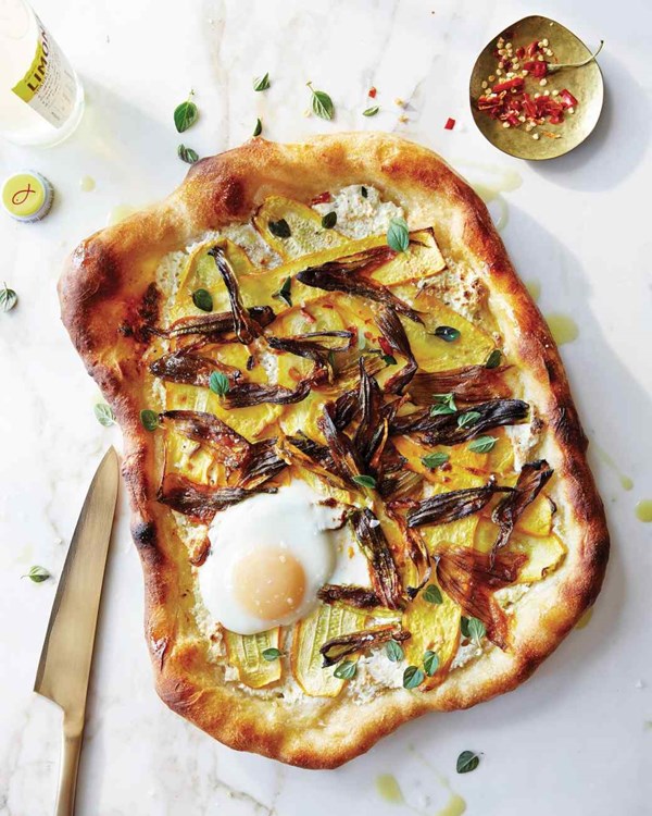 Squash-blossom pizzas