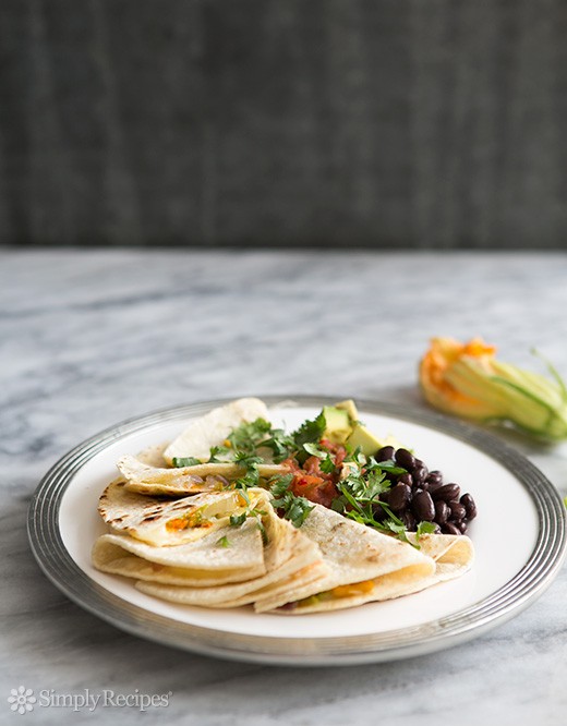 Squash blossom quesadillas