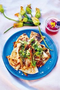 Squash blossom quesadillas