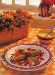 Squash blossoms with goat cheese